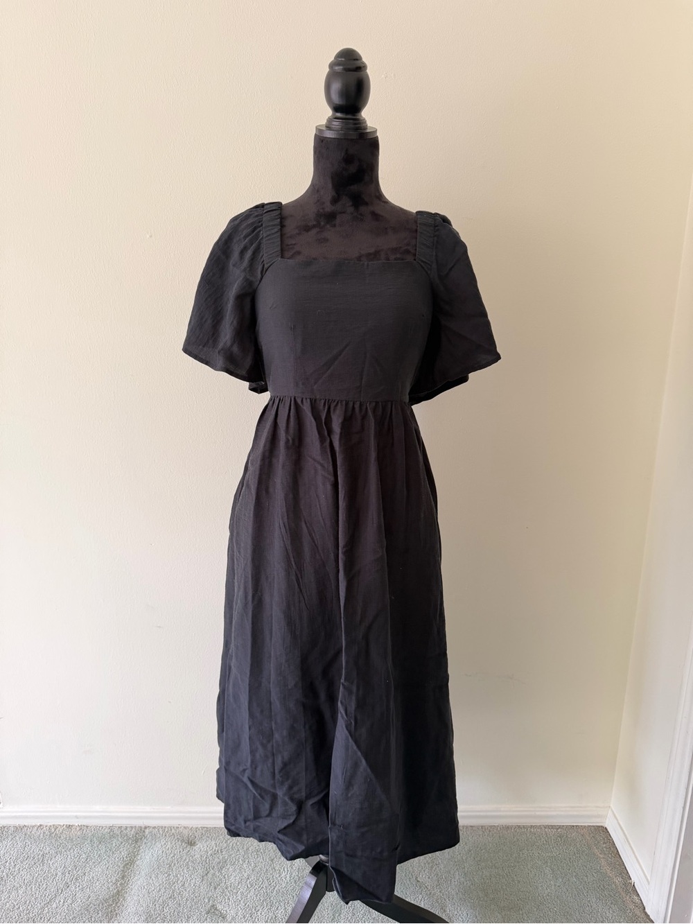 a new day Black Square-Neck Maxi Dress with Puff Sleeves
